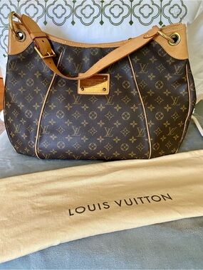 Louis Vuitton Large (GM) Monogram Shoulder Bag in Brown and Tan Leather Trim